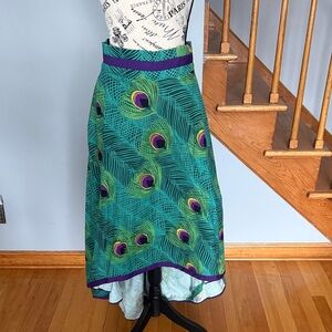 One of a kind Gala Peacock Feather Print Skirt